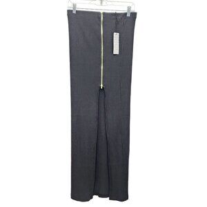 Ribbed Knit High-Waisted Pencil Skirt With Gold Zipper Detail By Haute Monde L
